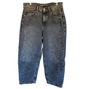 Old Navy High Rise Barrel Leg Jeans Black Wash Fade Women's 12